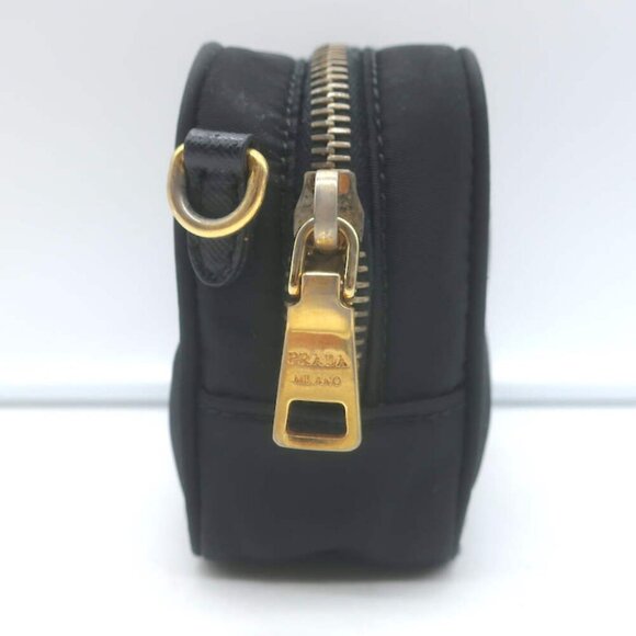 Prada Tessuto Mini Camera Crossbody Bag Black Nylon & Saffiano Leather Clutch - Picture 5 of 15